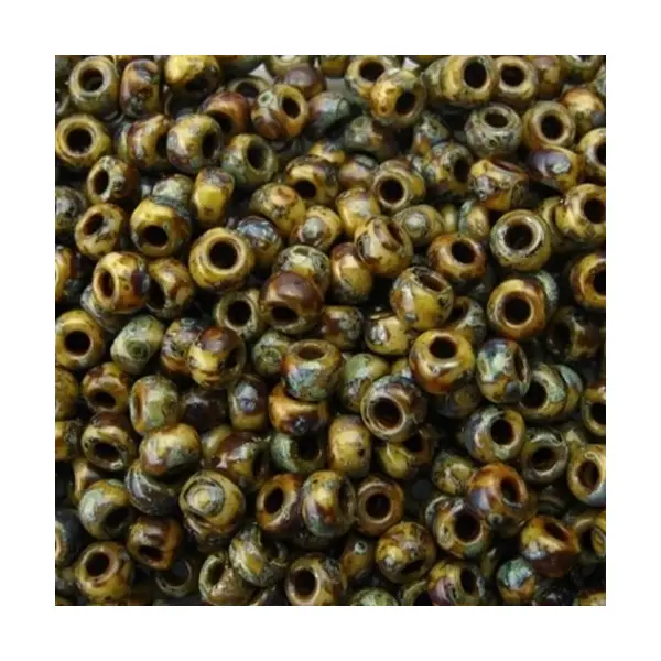 50 perles rocaille, picasso opaque brown, pierre naturelle, diamètre 4 mm