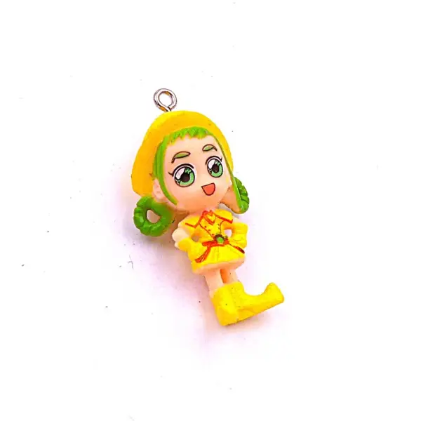 Pendentif petit gnome, vert et jaune, synthétique peint, pièce unique