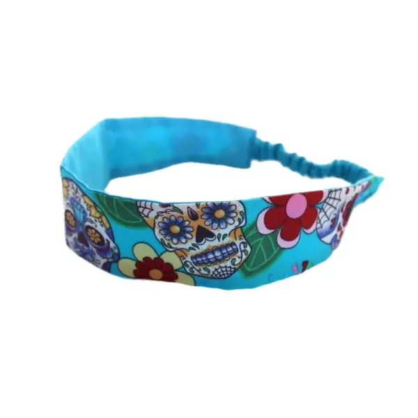 Bandeau cheveux enfant tête de mort turquoise