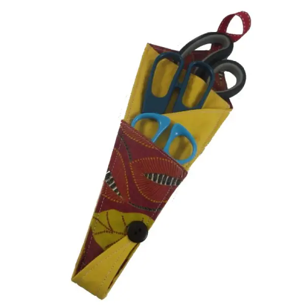 Etui pochette pour ciseaux rouille et jaune