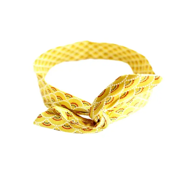 Bandeau cheveux rigide éventails jaune