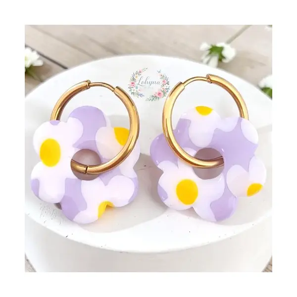 Boucles d'oreilles créoles interchangeables "bohème"