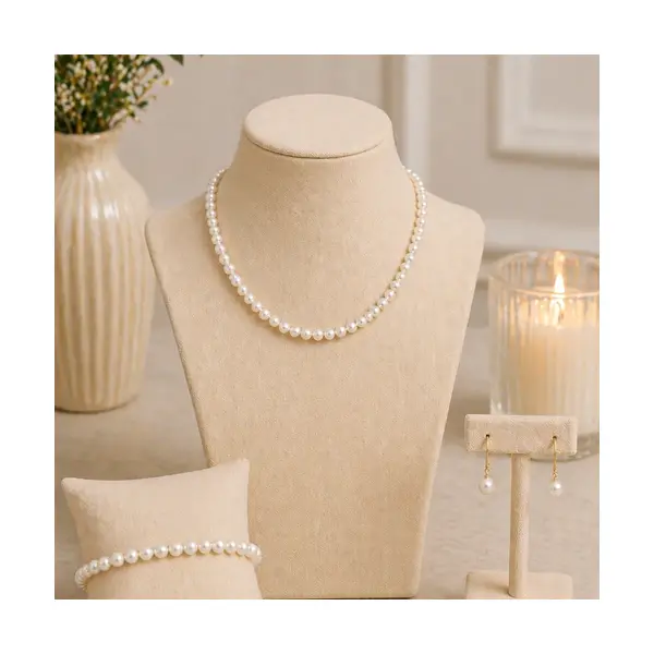 Parure clara – collier, bracelet & boucles en perles 5 mm | bijoux mariée élégants et intemporels