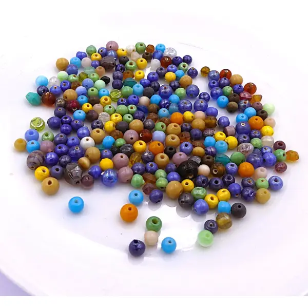 Mélange de perles en verre, mix de couleurs, par lots de 20, création bijoux et accessoires