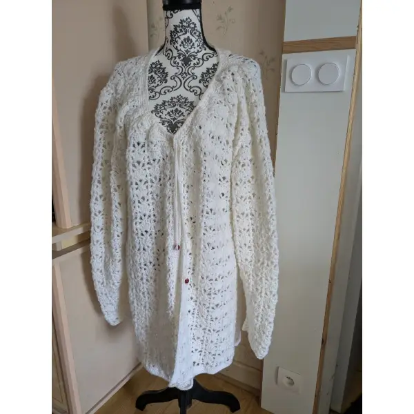 Longue veste au crochet fait main fête des mères