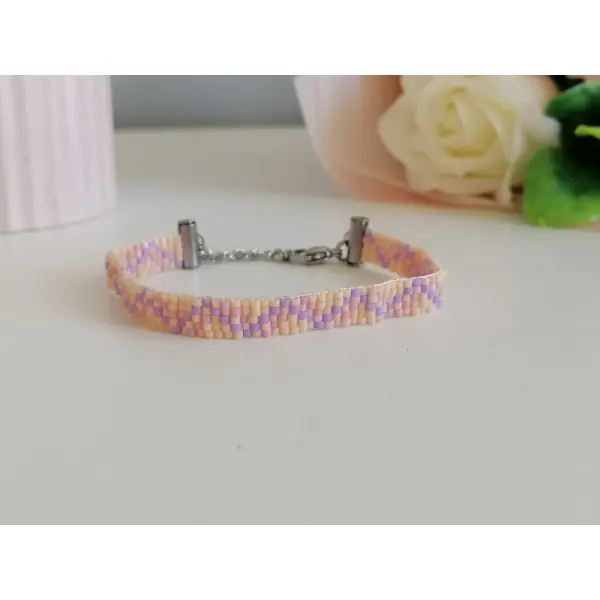 Bracelet "fleur de brume" fait main en perles miyuki - idée cadeau - bijou pastel