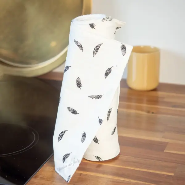 Essuie tout lavable tissu bio plume noire