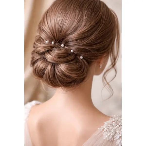 Pics à chignon mariage perles ivoire | accessoire cheveux mariée chic -diosa