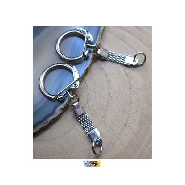 1 lot - 6 porte-clés métal argent gourmette plate