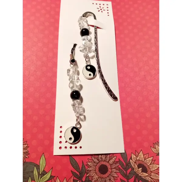 Duo marque-page & bijou de sac zen "ying et yang"