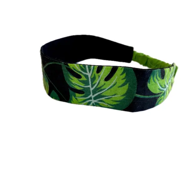 Bandeau cheveux femme tropical noir et vert