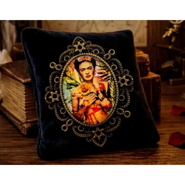 Broche esprit frida – portrait féminin artistique – style mexicain fleuri