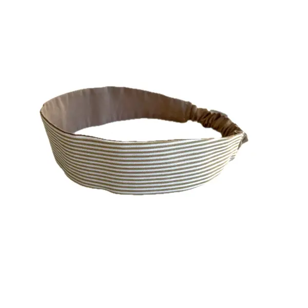 Bandeau cheveux rayé beige et blanc
