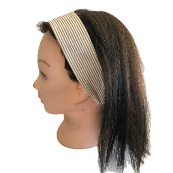 Bandeau cheveux rayé beige et blanc