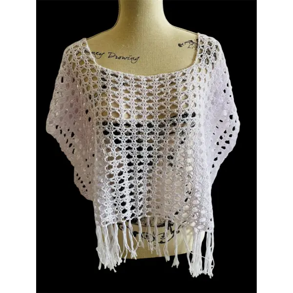 Poncho blanc femme