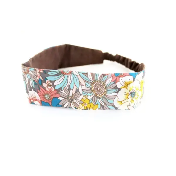 Bandeau fleurs multicolores et marron
