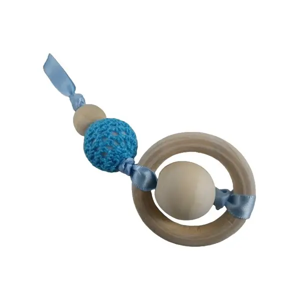 Hochet de dentition bleu turquoise inspiration montessori