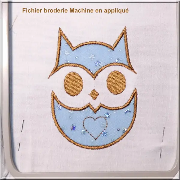Chouette en appliqué : fichier broderie machine