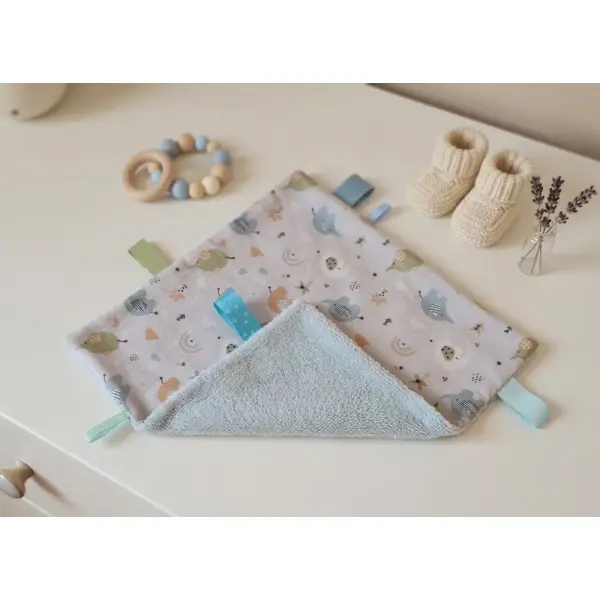 Doudou plat carré coton motifs éléphants