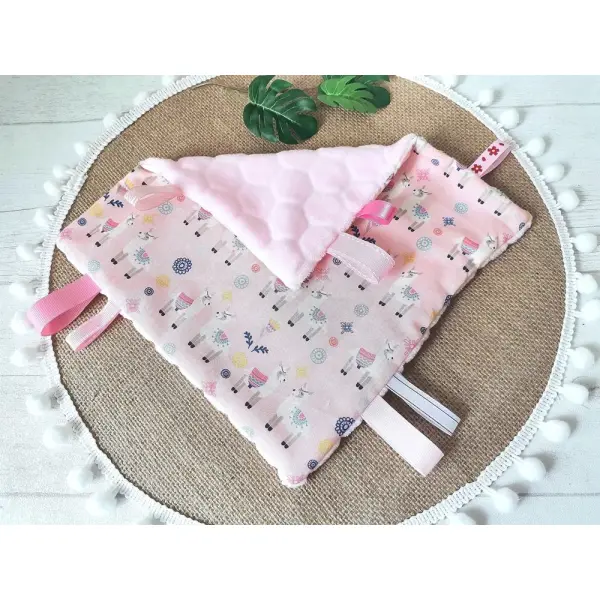 Doudou plat carré coton motif lamas