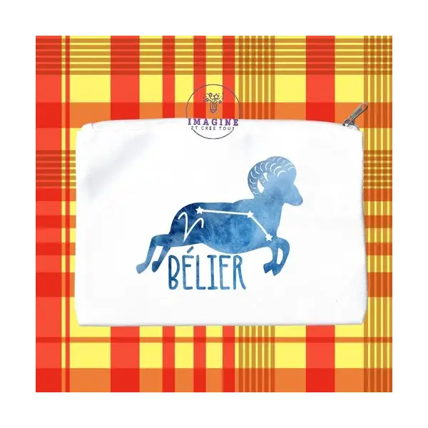 Trousse m - maquillage - sublimation - impression infusible ink - astrologie - constellations - signe du bélier - galaxie