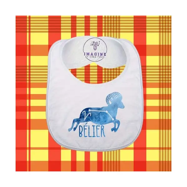 Bavoir - sublimation - impression infusible ink - horoscope - astrologie - constellations - signe du bélier - galaxie