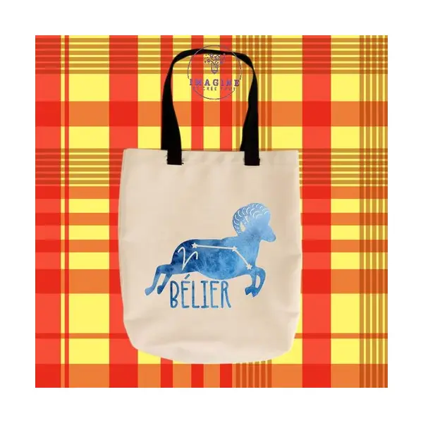 Tote bag taille m - sublimation - impression infusible ink - ink - signe du bélier - astrologie - galaxie - horoscope