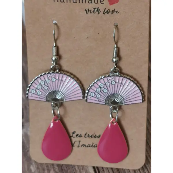 Boucles d'oreilles éventail rose