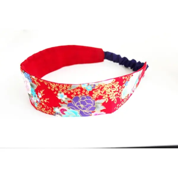 Bandeau cheveux femme fleurs rouge et doré