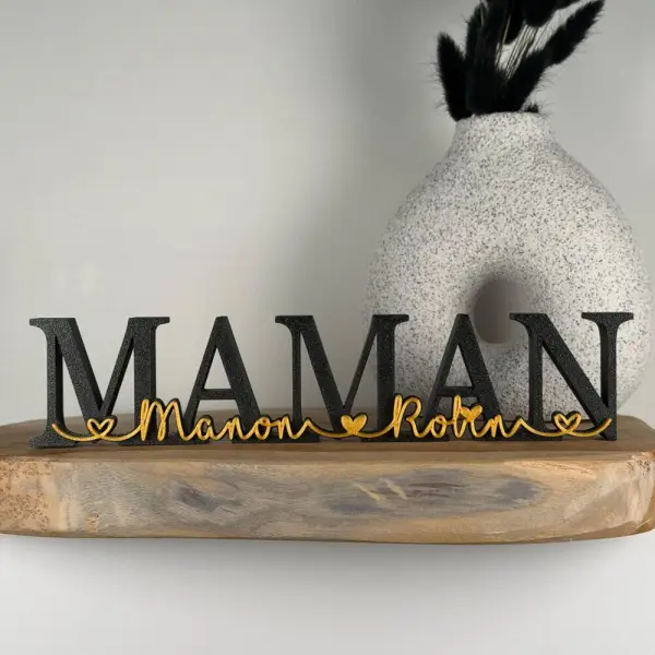 Mot à personnaliser maman + noms enfants - couleurs au choix - cadeau noël fête des mères - lettres décoratives