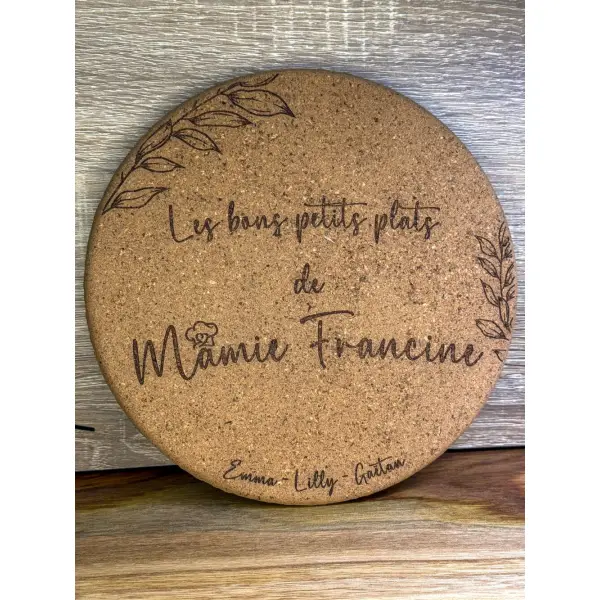 Dessous de plat en liège personnalisé - cadeau fête des grands-mères - cadeau personnalisé grands-parents - décoration de table
