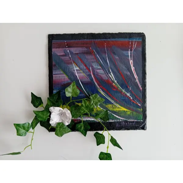 Tableau mural végétal sur ardoise - 25x25 cm