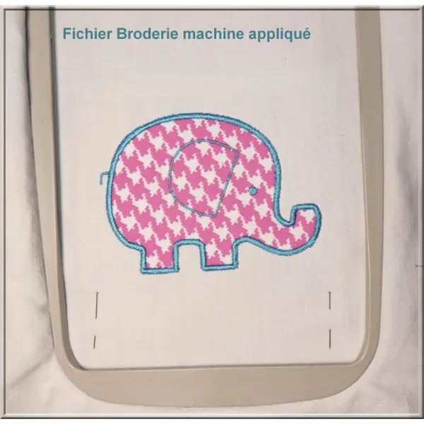 Eléphant en appliqué : fichier broderie machine