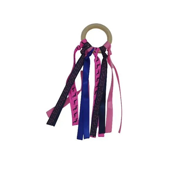 Anneau de dentition rubans bleus et roses inspiration montessori
