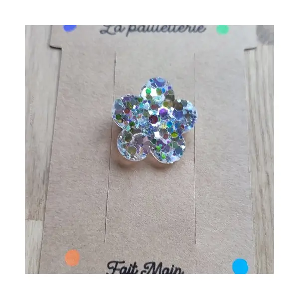 Broche pailletée en résine - fait main