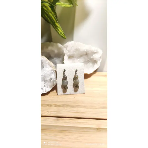Boucles d'oreilles en labradorites grises