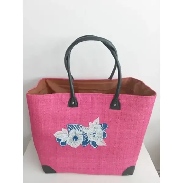 Sac/panier malgache fuschia (customisé)