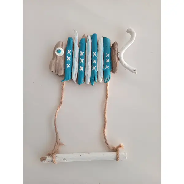Porte papier toilette marin - poisson en bois flotté