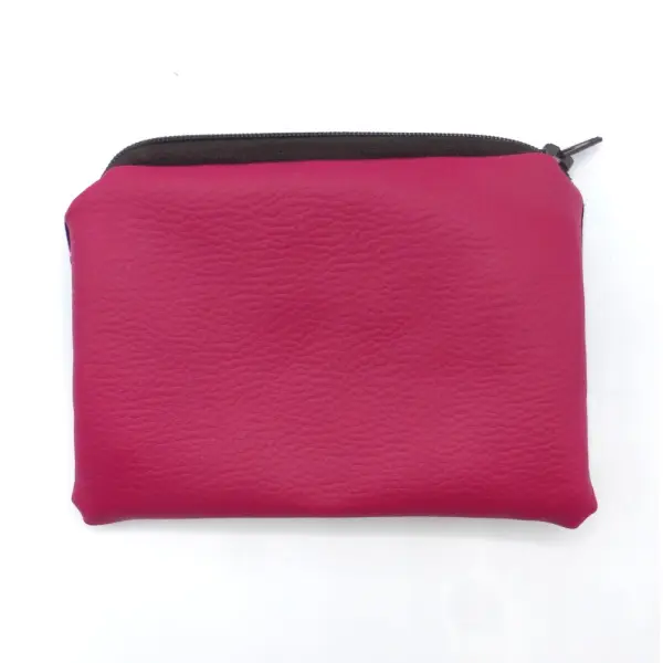 Grand porte monnaie daims faons violet marron rose fuchsia en coton et simili-cuir