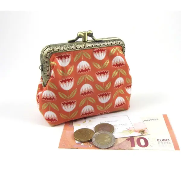 Porte monnaie à double compartiments orange doré