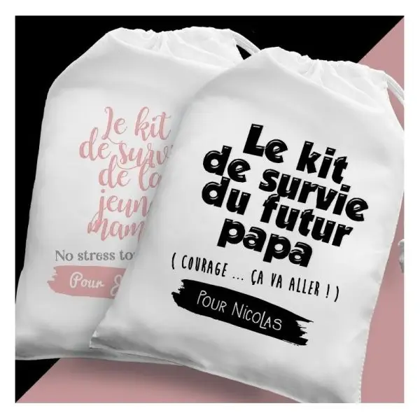 Duo de grandes pochettes pour jeune papa et maman