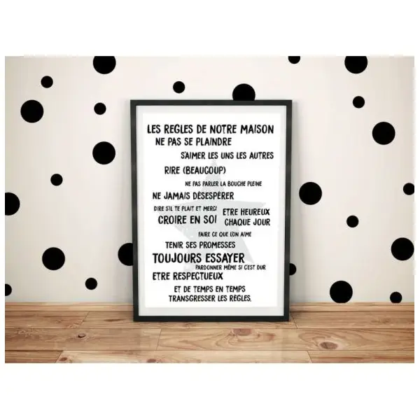 Affiche “Les règles de notre maison” – décoration murale famille à offrir