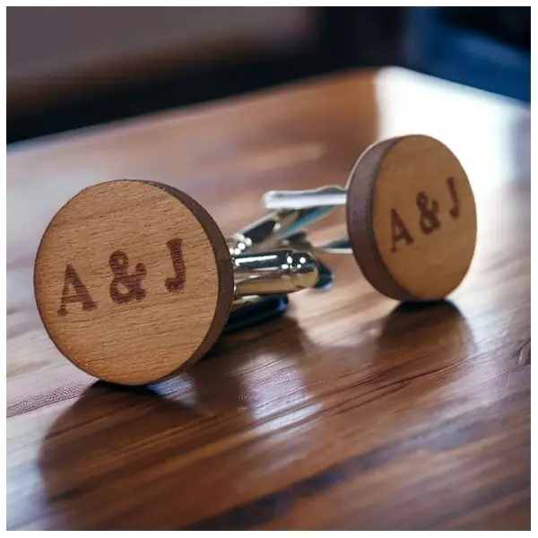 Paire de boutons de manchettes en bois personnalisé | Mariage |Libre