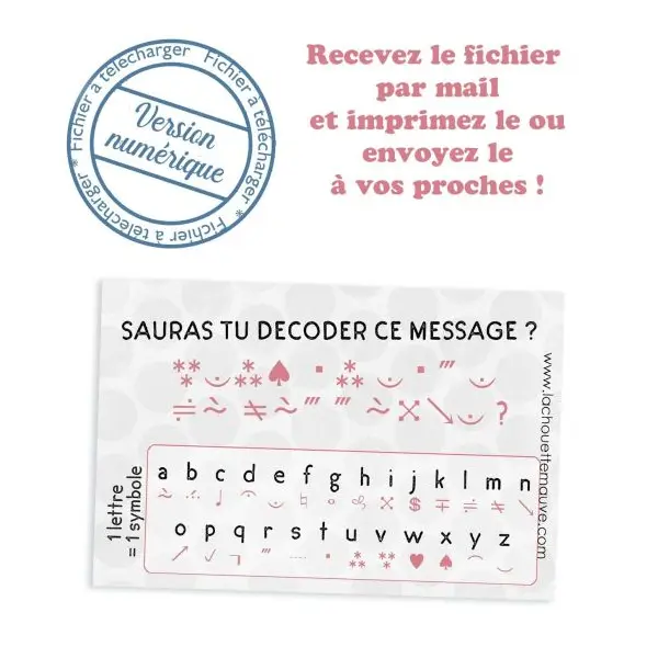 ***A IMPRIMER*** Carte demande marraine "Sauras tu décoder ce message ?"