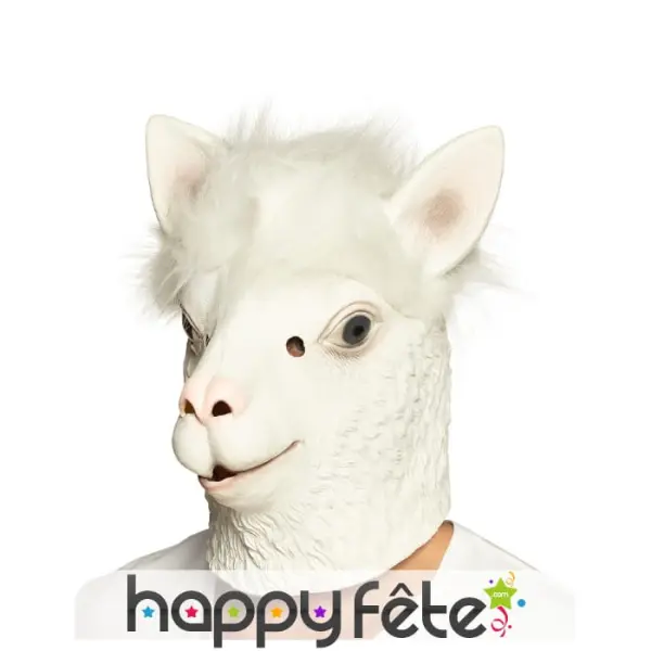 Masque intégral de lama blanc en latex pour adulte
