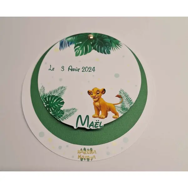Faire part simba/ roi lion pour baptême, anniversaire avec photo