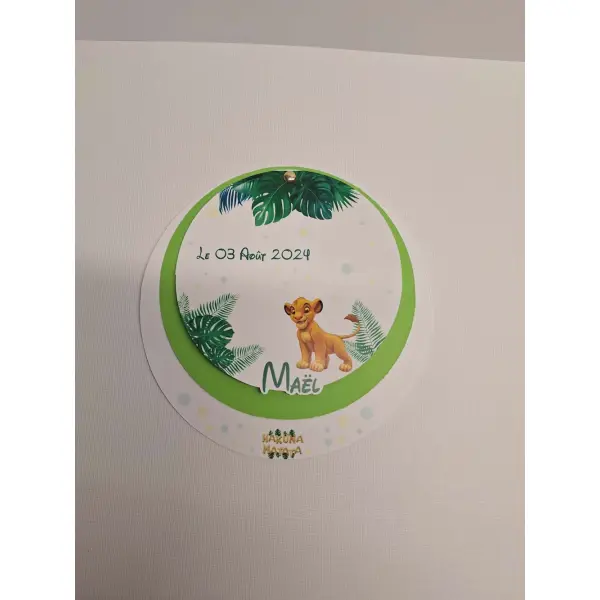Faire part simba/ roi lion pour baptême, anniversaire avec photo