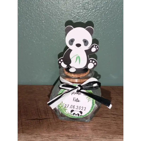 Contenant à dragée panda en verre