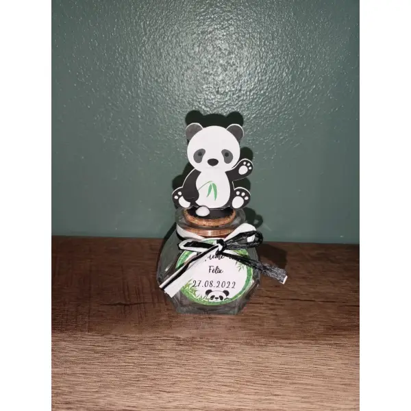 Contenant à dragée panda en verre