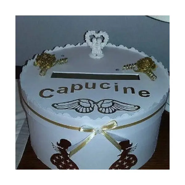 Urne thème ange , blanc et or pour baptême ou anniversaire